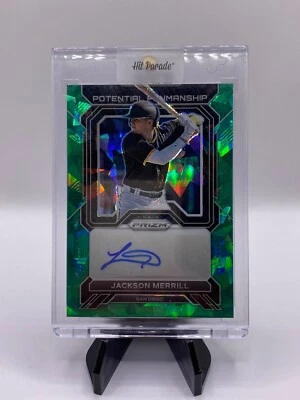 JACKSON MERRILL 2023 Panini Prizm Penmanship Green Ice Autograph Auto #PP-JM - Image 1 of 2