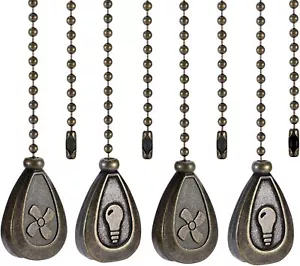 4 Pack Bronzed Ceiling Fan Pull Chain Extension, 12 Inches Classic Drop Shaped P - Picture 1 of 5
