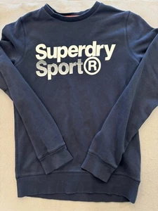 Super Dry Sport Sweatshirt Men's Small Navy Blue Terry Pullover Crew - Picture 1 of 4