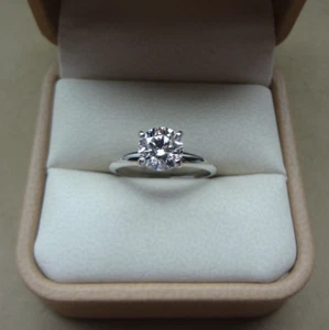 SPARKLING VS/J 1.03 CT ROUND LAB GROWN DIAMOND SOLITAIRE 14K WG ENGAGEMENT RING - Picture 1 of 7