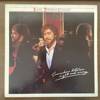 Earl Thomas Conley SOMEWHERE BETWEEN RIGHT AND WRONG Vinyl LP RCA 1982 VG+/VG+ - Image 1 of 4