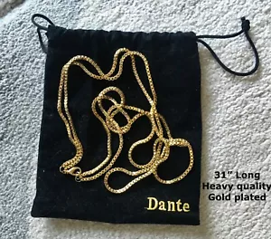 GOLD PLATED NECKLACE - 31” LONG ~ BOX STYLE HEAVY CHAIN ~ MAKES AN IDEAL GIFT - Picture 1 of 5