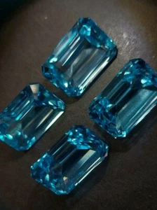 4 huge blue topaz gemstones - faceted natural sky blue Topaz 79.50 CTS - Picture 1 of 10