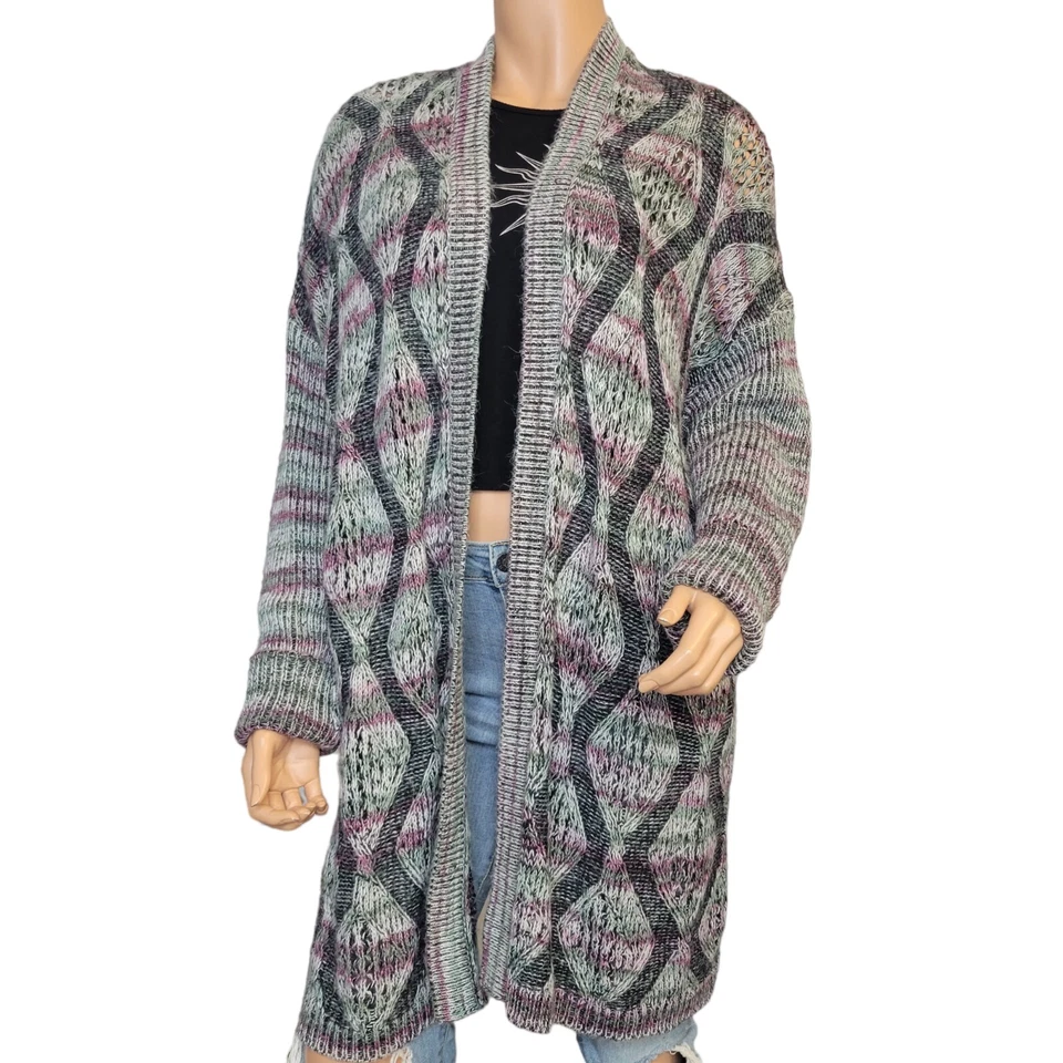 Cárdigan Suéter Soft Surroundings Mujer Grande Frente Abierto Tejido Largo Midi Grueso Foto 1 de 4