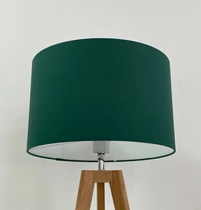 Lampshade Dark Green Cotton Drum Light Shade - Picture 1 of 18