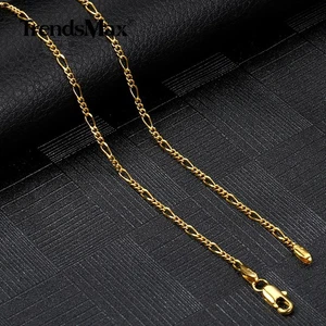 Yellow Gold Plated Stainless Steel Figaro Chain Necklace Small Link - Imagen 1 de 6