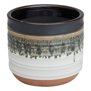 6in Ceramic Planter Removable Drainage Plug Indoor Outdoor Round Pot Plants - Picture 1 of 8