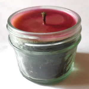 Multicolor Wachskerze im runden transluzenten Glasglas (O2) - Bild 1 von 5