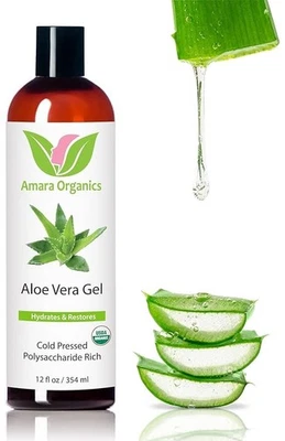 USDA Organic Aloe Vera Gel - For Face Body Hair - 100% Pure After Sun Care - Image 1 of 4