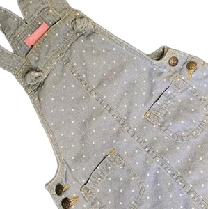 Isaac Mizrahi Toddler Girl Denim Chambray Polka Dot Overall Bib Jumper Dress 2T - Picture 1 of 8