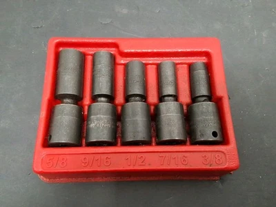 Snap-On 5pc 3/8" Dr Deep Impact Swivel Socket Set SAE 6pt 3/8-5/8 205IPLF - Image 1 of 4