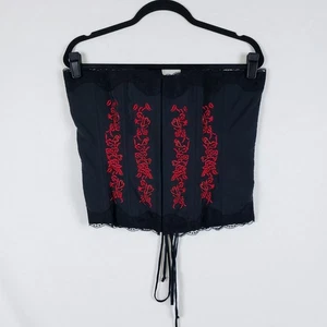 Frederick's of Hollywood Korsett Damen 36 schwarz Perlen Herzen Goth romantisch Seide - Bild 1 von 12