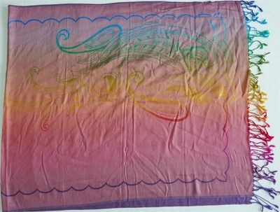 Nuevo con etiquetas Mantón Pashmina Imitación Original EE. UU. Colores Arco Iris 28" x 67" sin Flecos Foto 1 de 4