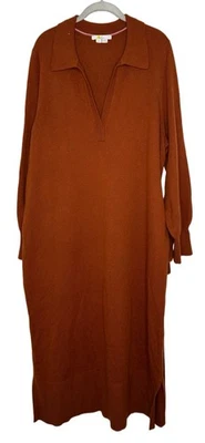 Boden Harriet Knit Midi Dress Burnt Orange Alpaca Wool Blend Collar Size 20/22 - Image 1 of 4