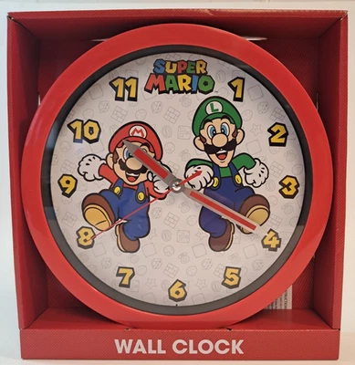 Nintendo Super Mario Bros Luigi 10" Wall Clock Red NEW Acutime Watch corp.  Kids - Image 1 of 4