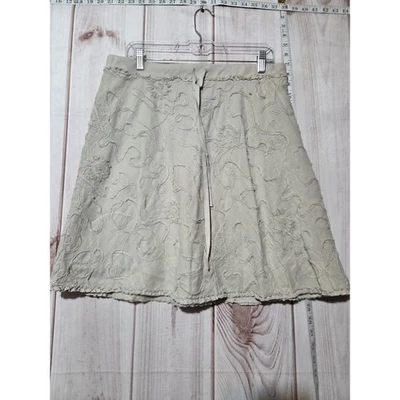 Falda midi para mujer Max Studio beige bordada mezcla de algodón línea A talla L Foto 1 de 4