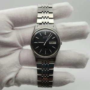 Seiko SQ Men's Vintage Day/Date Silver Tone Quartz Watch - PARTS / REPAIR - Picture 1 of 19