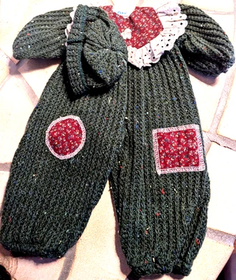 Puppenkleidung:Winterkombination Gr. 42-48  cm, Strickoverall mit Mütze,v. Sturm - Bild 1 von 4
