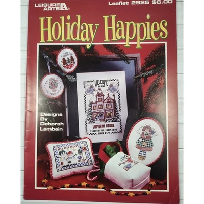 Leisure Arts Holiday Happies Cross Stitch Patterns Christmas, Snowmen, Angel - Image 1 of 4
