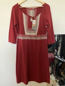 Prana Yarrah Dress Red Stretch Keyhole Toggle %100 Organic Cotton Size: L - Picture 1 of 7
