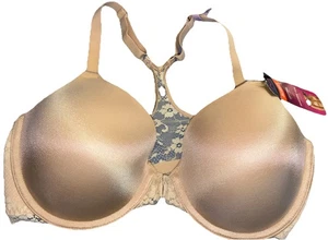Maidenform Racerback BH 36D Gold Spitze Bügel gepolstert Frontverschluss Neu mit Etikett - Bild 1 von 7