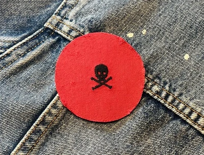 Polo Ralph Lauren Custom Red Skull Embroidered Sew On Patch - Image 1 of 3