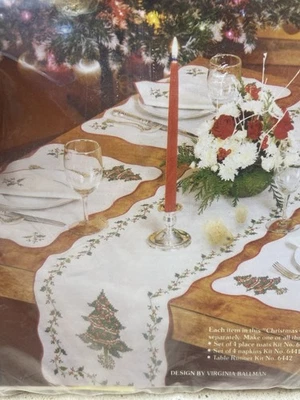 Stamped Cross Stitch Kit /Christmas Table Runner - Image 1 of 4