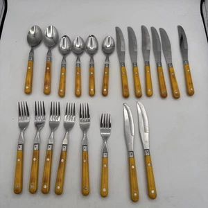 20 Pezzi Mardi Gras Manico Rivettato Plastica Inox Corea Butterscotch Giallo - Foto 1 di 5