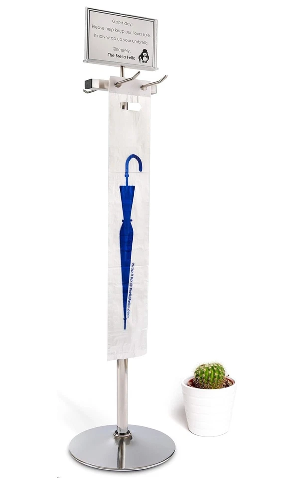 USED Umbrella Bag Wrapper Station with Sign - Image 1 of 2