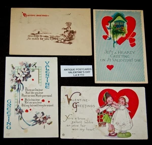 ANTIQUE Postcards Lot of 4 Over 110 Years Old Lot#113 Valentine's Day - Picture 1 of 2