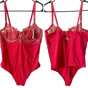NEU SKARLETT BLAU rot Body Dessous Größe Large (38B) Tanga transparent Spitze BH - Bild 1 von 5