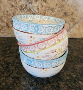 Temp-tations Old World Round OvenWare Spring Colors 10oz Set Of 3 Bowls - Picture 1 of 6