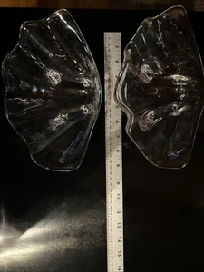 2 Vintage Lucite Clear Acrylic Clam Shell Footed Serving Bowls Approx. 8.75x 5.5 - Picture 1 of 3