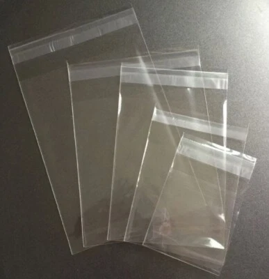 Clear Resealable Recloseable Self Seal Adhesive Cello Lip Tape Poly Plastic bags - Image 1 of 2