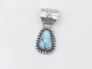 Native American Navajo Handmade Sterling Silver & Golden Hills Turquoise Pendant - Picture 1 of 7