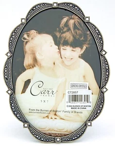 Carr Burnes of Boston 5" x 7" Picture Frame Casted Metal Jeweled Genuine Crystal - Picture 1 of 7