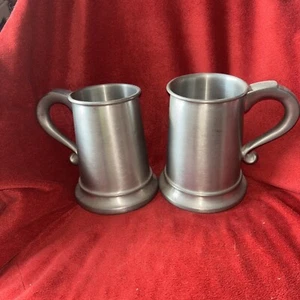 Vintage Pewter Glass Bottom Mug Cup Set  - Picture 1 of 4