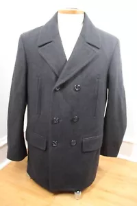 NWOT Chaps 42R Charcoal Gray Classic Double-Breasted Wool Blend Pea Coat Jacket - Picture 1 of 10