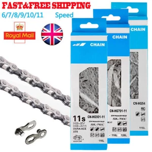 Shimano 6/7/8/9/10/11 speed chain HG54/95/701 Deore MTB road bikes 116 link - Picture 1 of 16