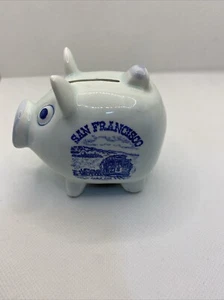 Vintage Ceramic Piggy Bank, Souvenir of San Francisco 3"x3" w/stopper - Picture 1 of 6