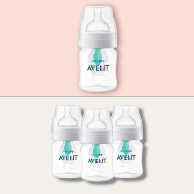 Прозрачные детские бутылочки Philips Avent против колик 4 унции + соски для новорожденных 3 упаковки или 1 упаковка - Изображение 1 из 4