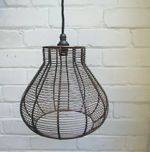 Wire lampshade industrial rustic Vintage Retro Old ceiling pendant light Shade - Picture 1 of 4