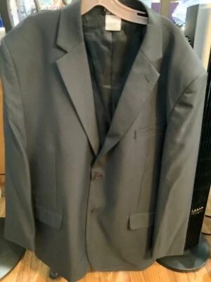Haband Executive Division suit Jacket polyester 48L Lightly Worn slate gray vtg - Image 1 of 4