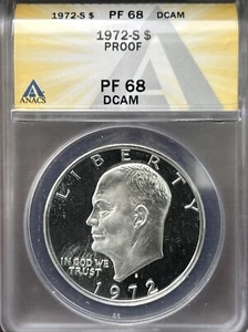 1972-S Proof Eisenhower (Ike) Dollar - ANACS PF 68 DCAM - Doubled Die (DDO-004) - Picture 1 of 6