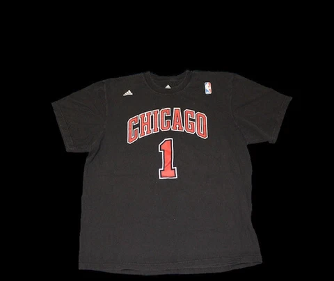 Derrick Rose Chicago Bulls T-shirt Size 2XL Black Adidas NBA D Rose - Pre-owned Cover