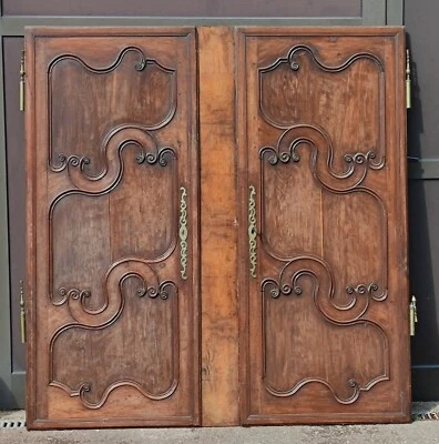 2 PORTES D'ARMOIRE CHENE MASSIF XVIIIème STYLE LOUIS XV IDEAL POUR PLACARD - Photo 1/4