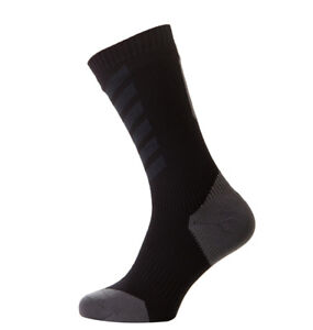 SealSkinz MTB Thin Mid Hydrostop - Waterproof Socks - Black /Anth /Char - Small