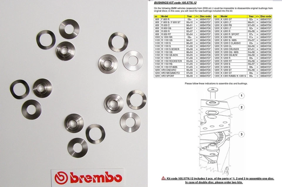 Kit 5 Distanziali Brembo 105577612 per disco 68b407d7 / 68b407d6