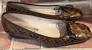 PAUL MAYER ATTITUDES BRAUN LACKLEDER SCHILDPATT FLACHE SCHUHE SPANIEN 7,5B - Bild 1 von 6