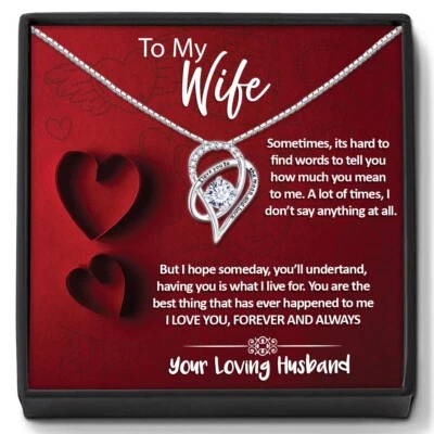 Wife Gift Custom Necklace for Wife Silver Necklace Romantic Wife Birthday Gifts - Image 1 of 4
